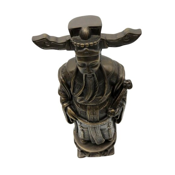 Asian FENG SHUI Bronze Colour Ceramic Figurine 12" Tall Vintage - Picture 3 of 12